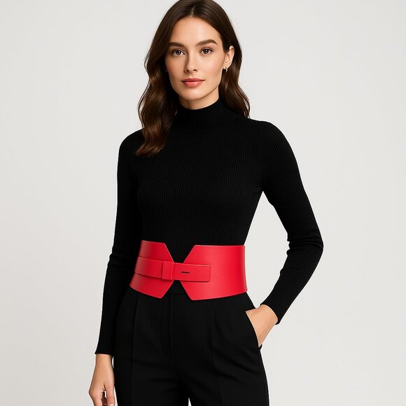 Zara Wide Corset Belt in Bold Red French Girl Chic - Picture 1 of 8